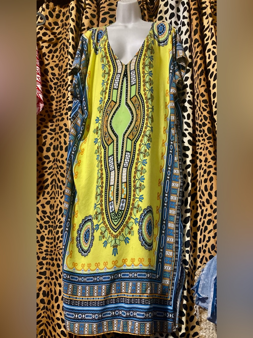 Wish Yellow & Blue Bohemian Maxi Dress